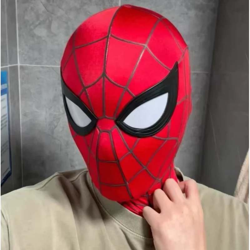 3D Printing Mask - หน้ากากคอสเพลย์สไปเดอร์แมนสำหรับผู้ใหญ่ รุ่นใหม่ล่าสุด พร้อมฝาหลังแม่เหล็ก แถบใยแมงมุม 3 มิติ